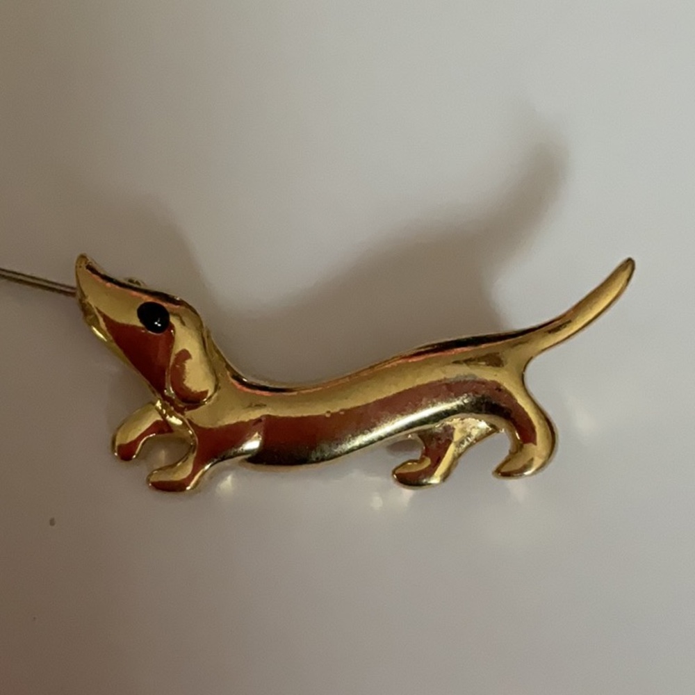 Gold Dachshund Brooch